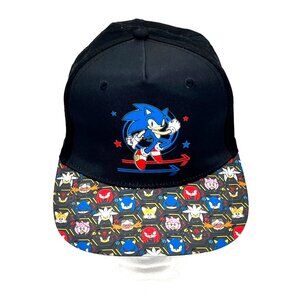 Sonic The Hedgehog Black Youth Snapback Hat Cap Sega Nintendo Miles Knuckles